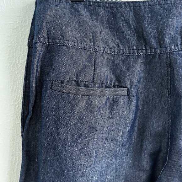 ANTHROPOLOGIE Cartonnier Hana Denim Wide Leg Cropped Pants Culottes Nautical - Picture 6 of 8